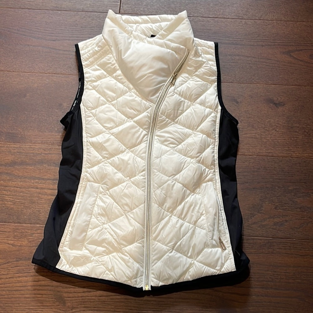 Calvin Klein White and Black Puffer Vest Size Small