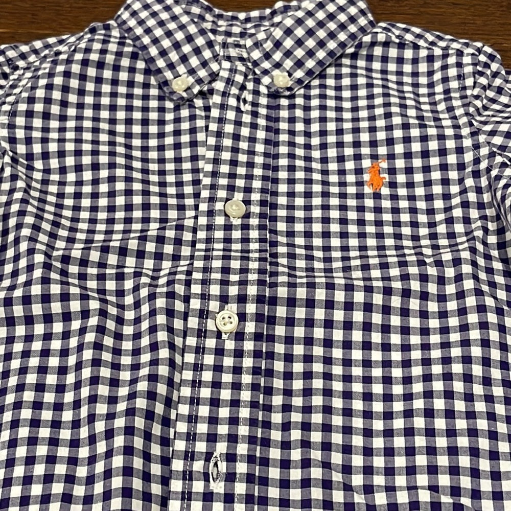 RALPH Lauren Boys Blue Checked Button Down Shirt Size 18 months