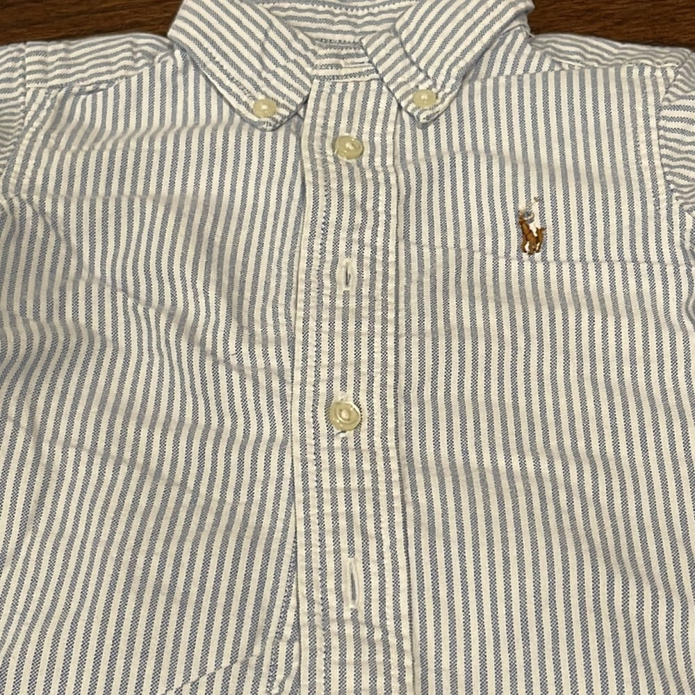 RALPH Lauren Blue And White Boys Button Down Size 12 Months