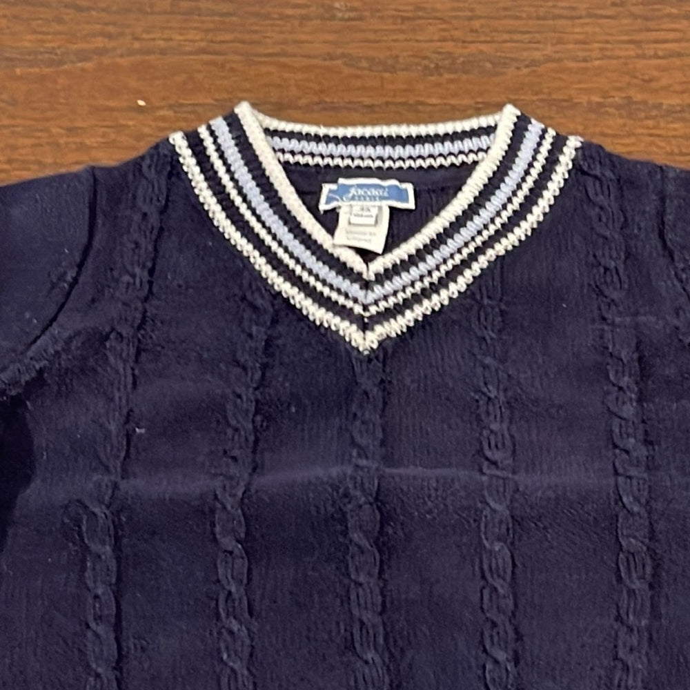 JACADI Boys Blue V-Neck Sweater Size 4