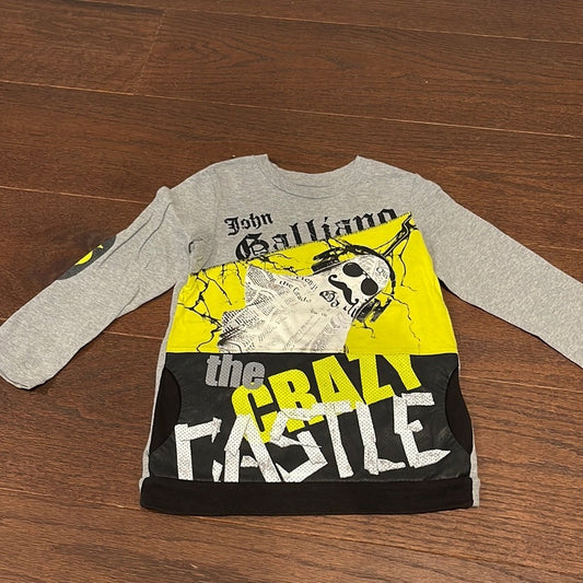 JOHN Galliano Boys Grey Ling Sleeve T-Shirt Size 4