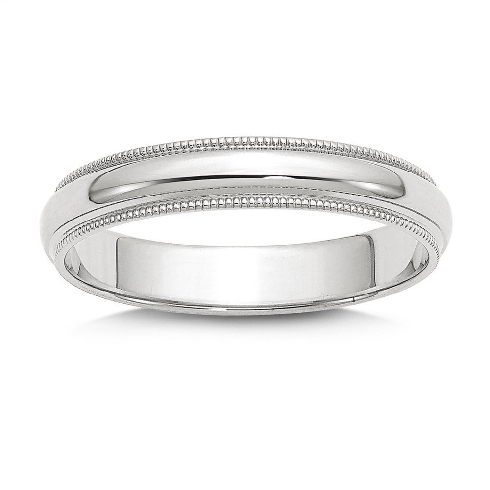 Men’s 4mm Milgrain 14k White Gold Band Size 10