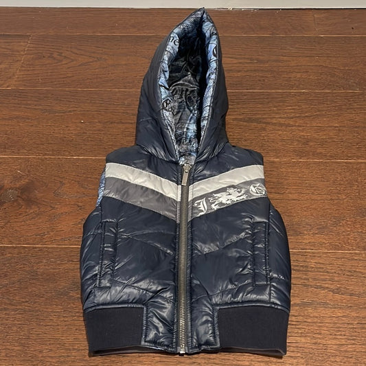 JOHN Galliano Navy Puffer Reversible Hooded Vest Size 4