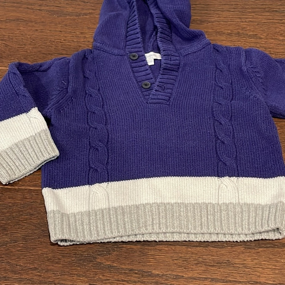 Jacadi Boys Blue Hooded Sweater Size 12 months