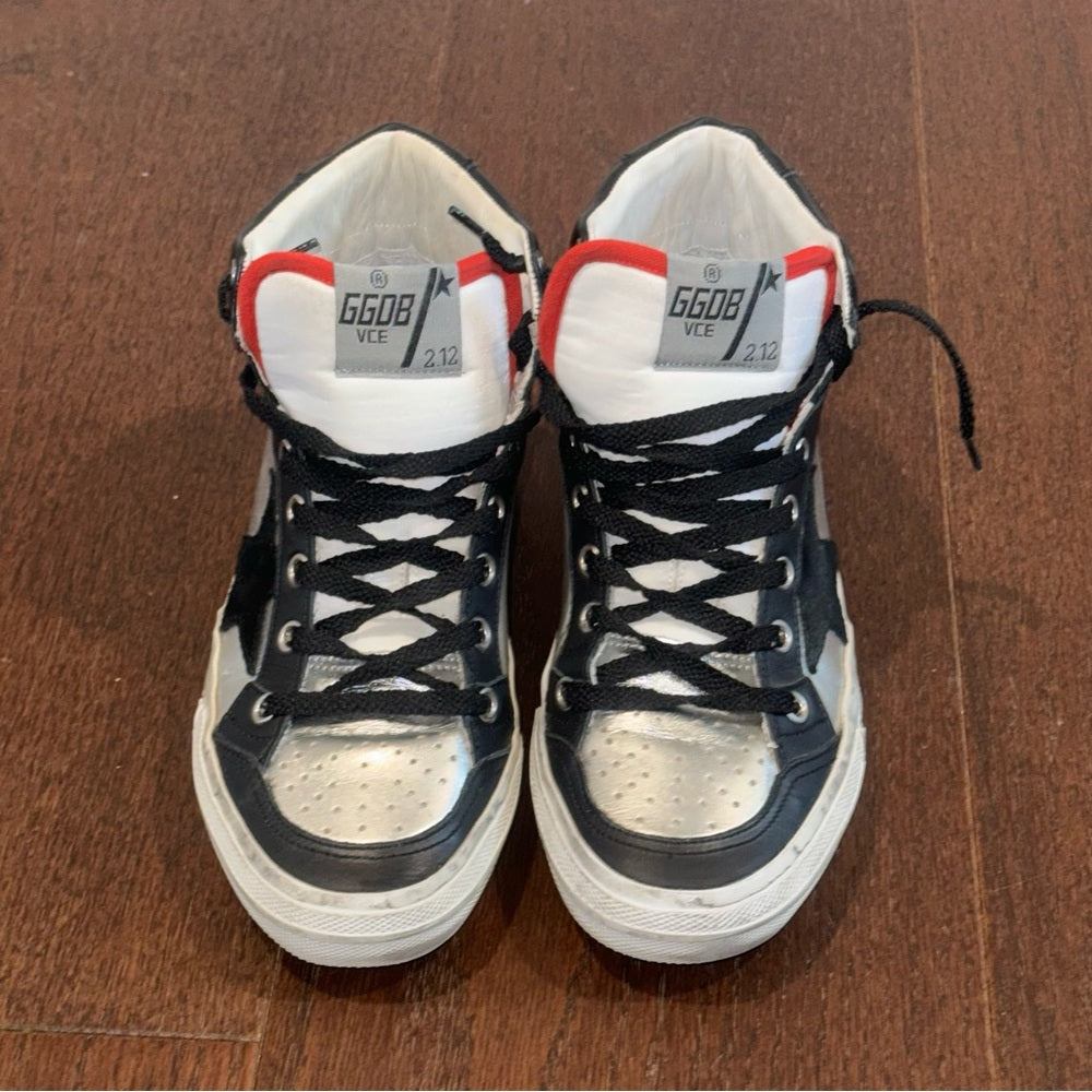 Golden Goose Women’s Red, Black and Silver High Top Sneakers Size 36/6