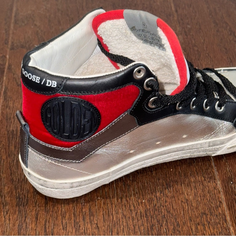 Golden Goose Women’s Red, Black and Silver High Top Sneakers Size 36/6