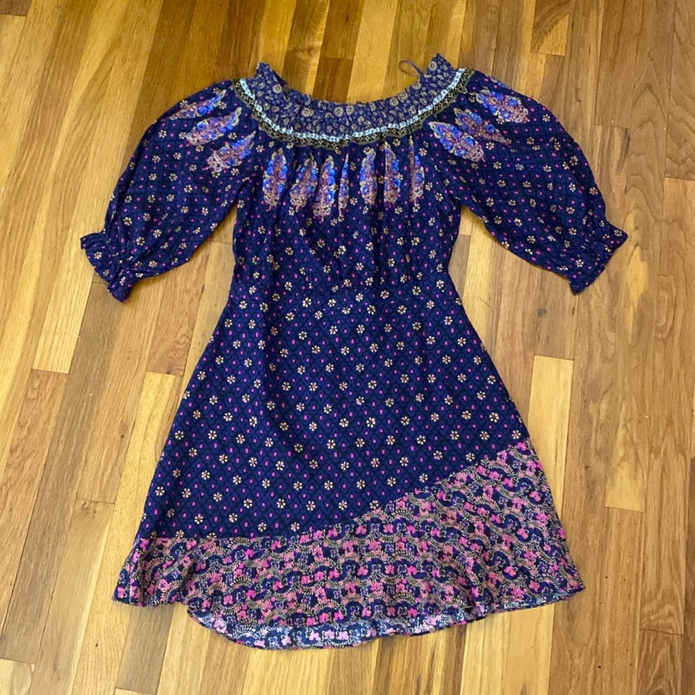 Saloni Women’s Purple and Pink Printed Prairie Dress Size 8