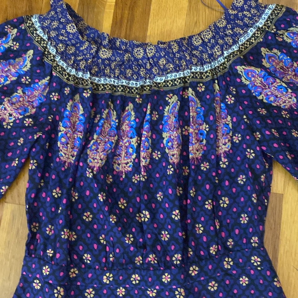 Saloni Women’s Purple and Pink Printed Prairie Dress Size 8