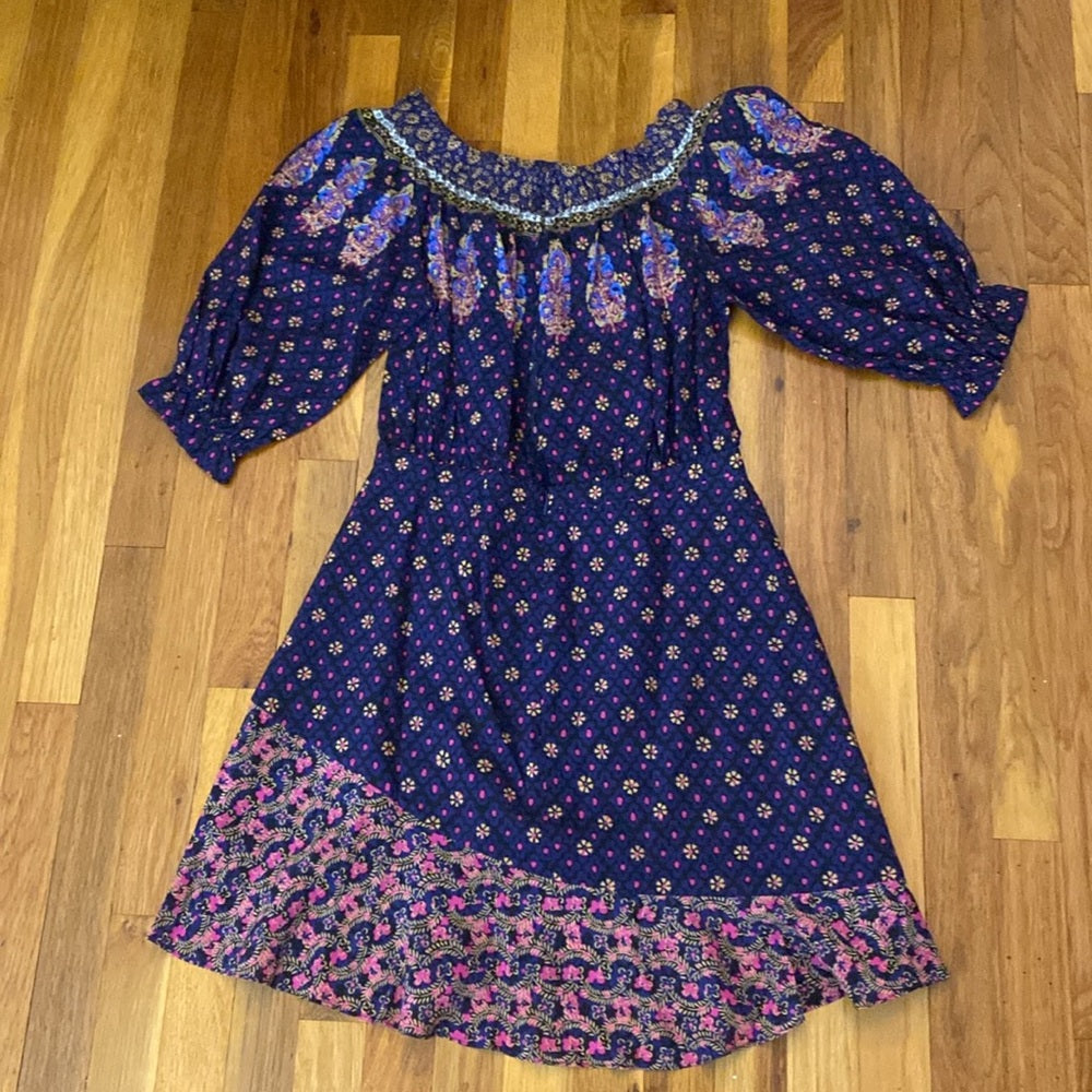 Saloni Women’s Purple and Pink Printed Prairie Dress Size 8