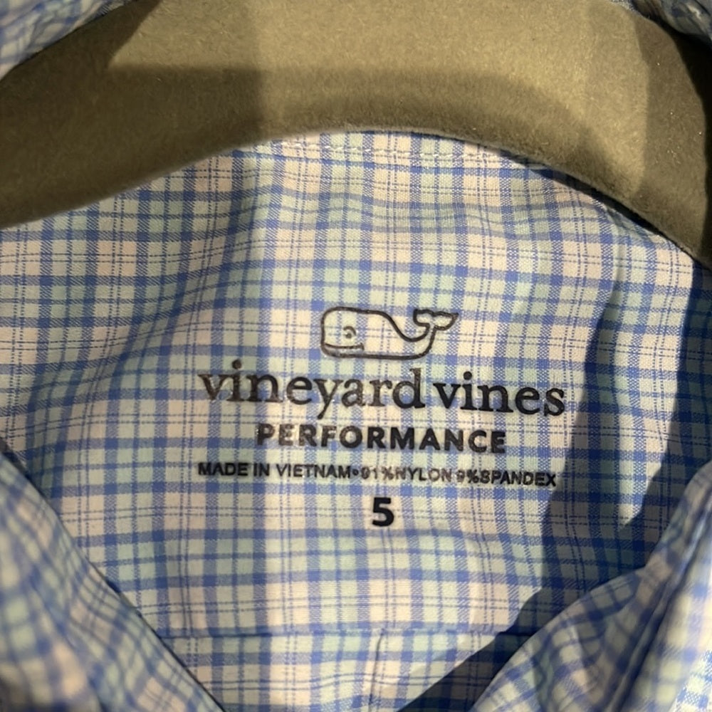 VINEYARD Vines Boys Blue Performance Button Down Shirt Size 5