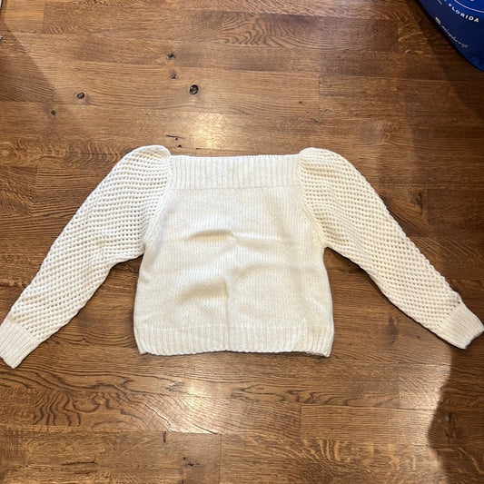 LoveShackFancy Women’s Off the Shoulder Cream Sweater Size Small