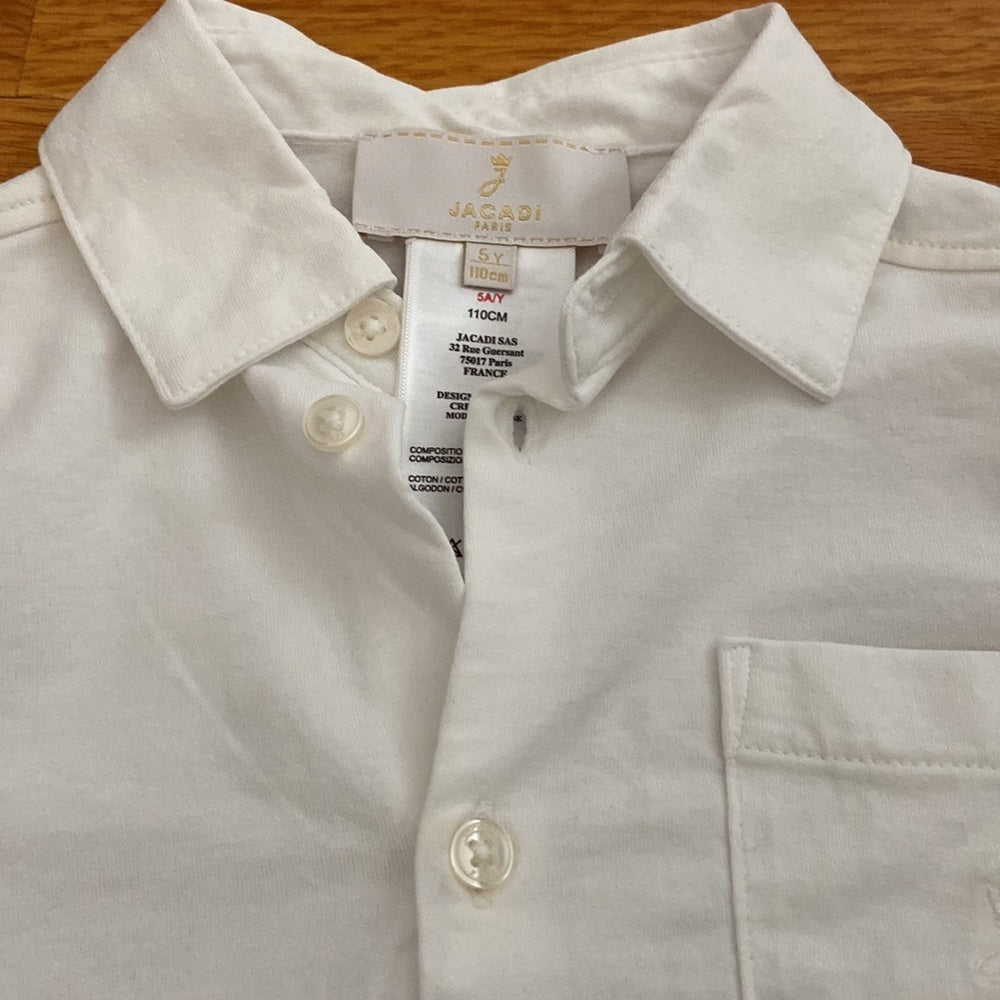 Boys Jacadi white button down shirt. Size 5Y