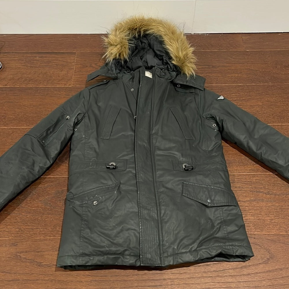 Armani Junior Green Winter Jacket with Fur Insert Size 13