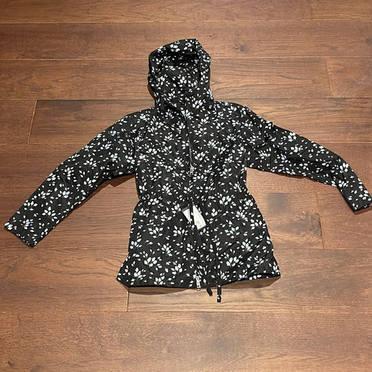 NWT Prada Women’s Hooded Black Floral Rain Jacket Size 36/ US 2