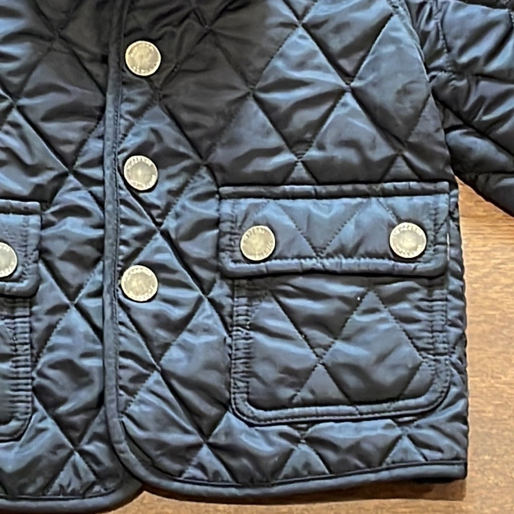 Burberry Kids Navy Quilted Jacket Size 12 Months