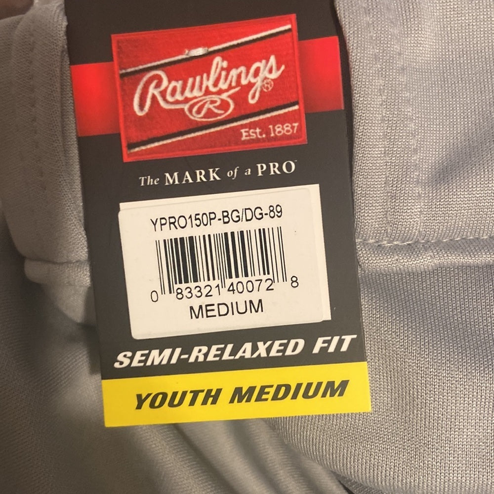 BOYS Rawlings baseball pants. Gray. Size M