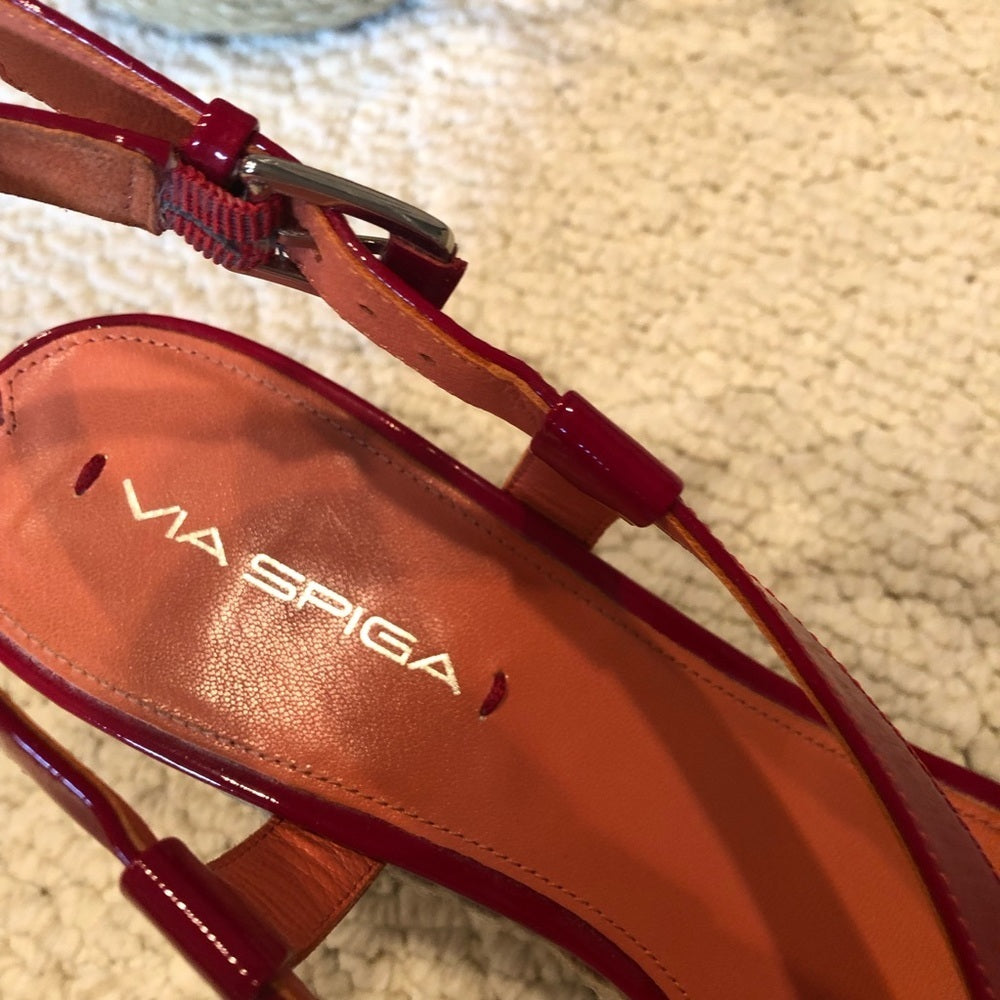 Via Spiga - Red Wedge Sandal Size 9