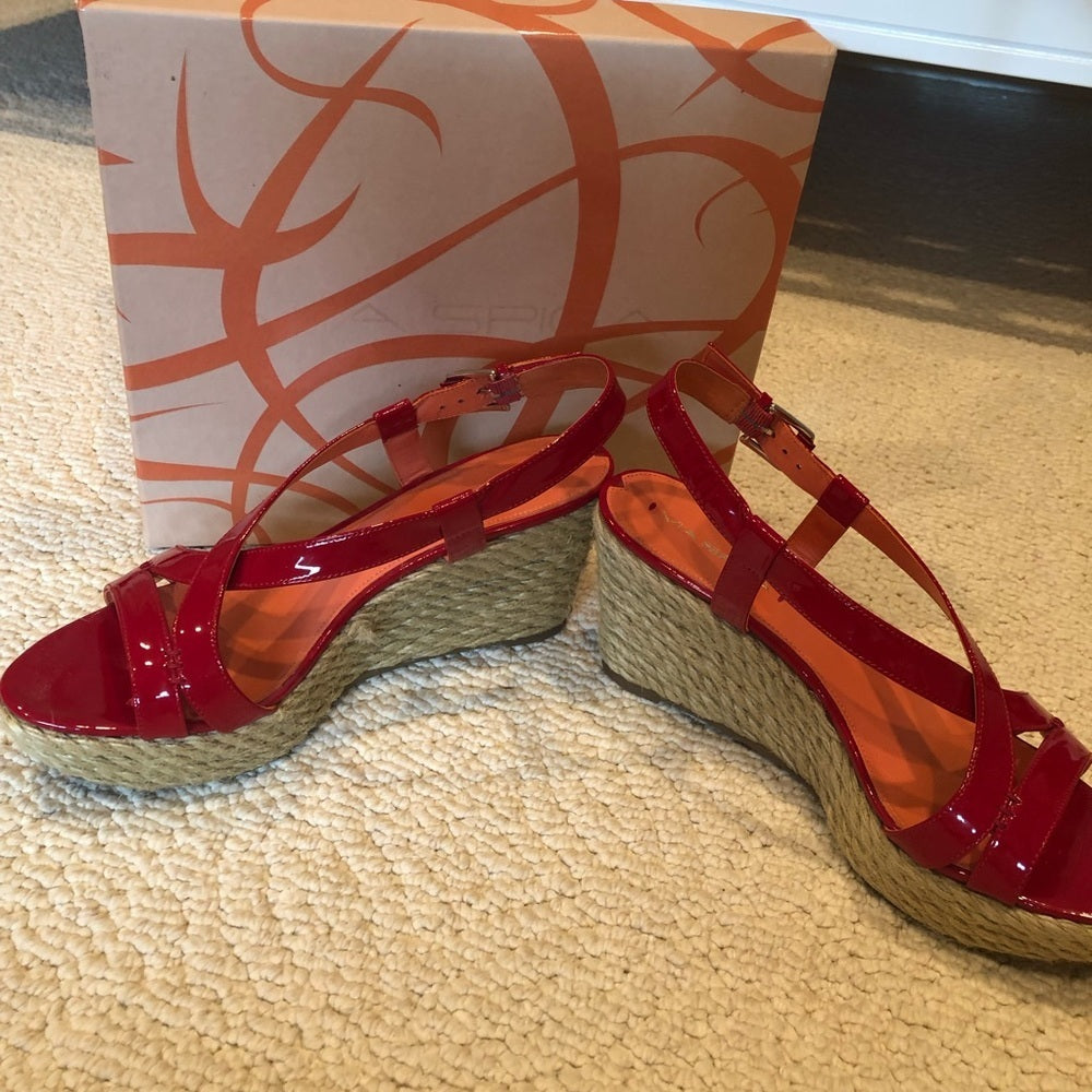 Via Spiga - Red Wedge Sandal Size 9