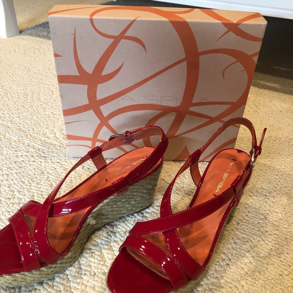 Via Spiga - Red Wedge Sandal Size 9