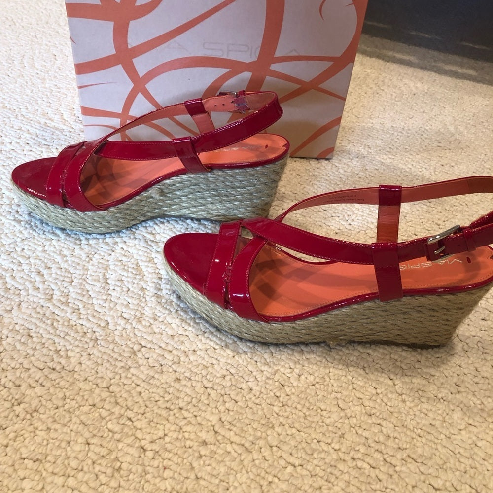 Via Spiga - Red Wedge Sandal Size 9