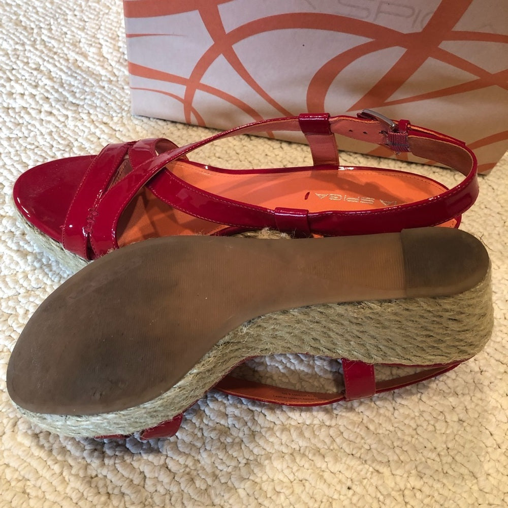 Via Spiga - Red Wedge Sandal Size 9