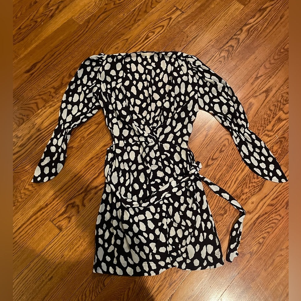 MAJE Black and White Patterned Dress Size 2/Medium