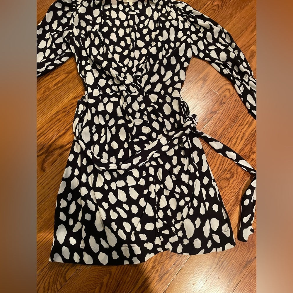 MAJE Black and White Patterned Dress Size 2/Medium