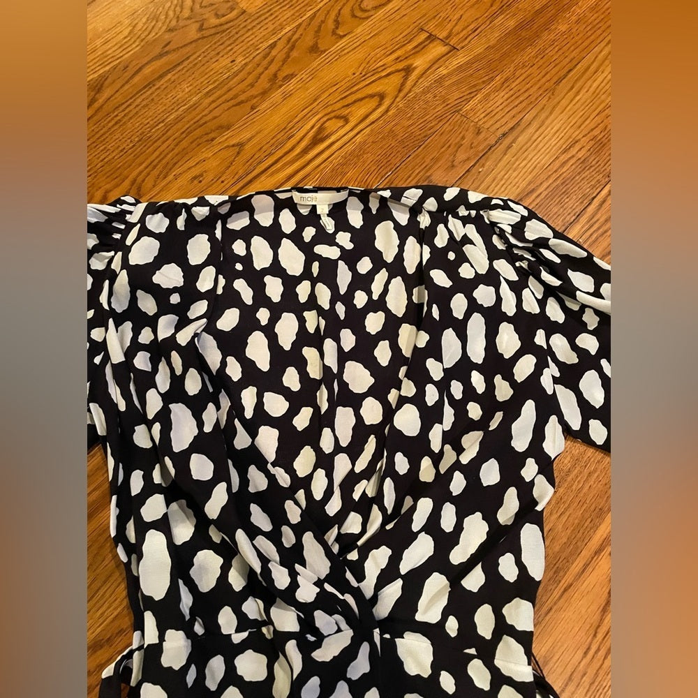 MAJE Black and White Patterned Dress Size 2/Medium