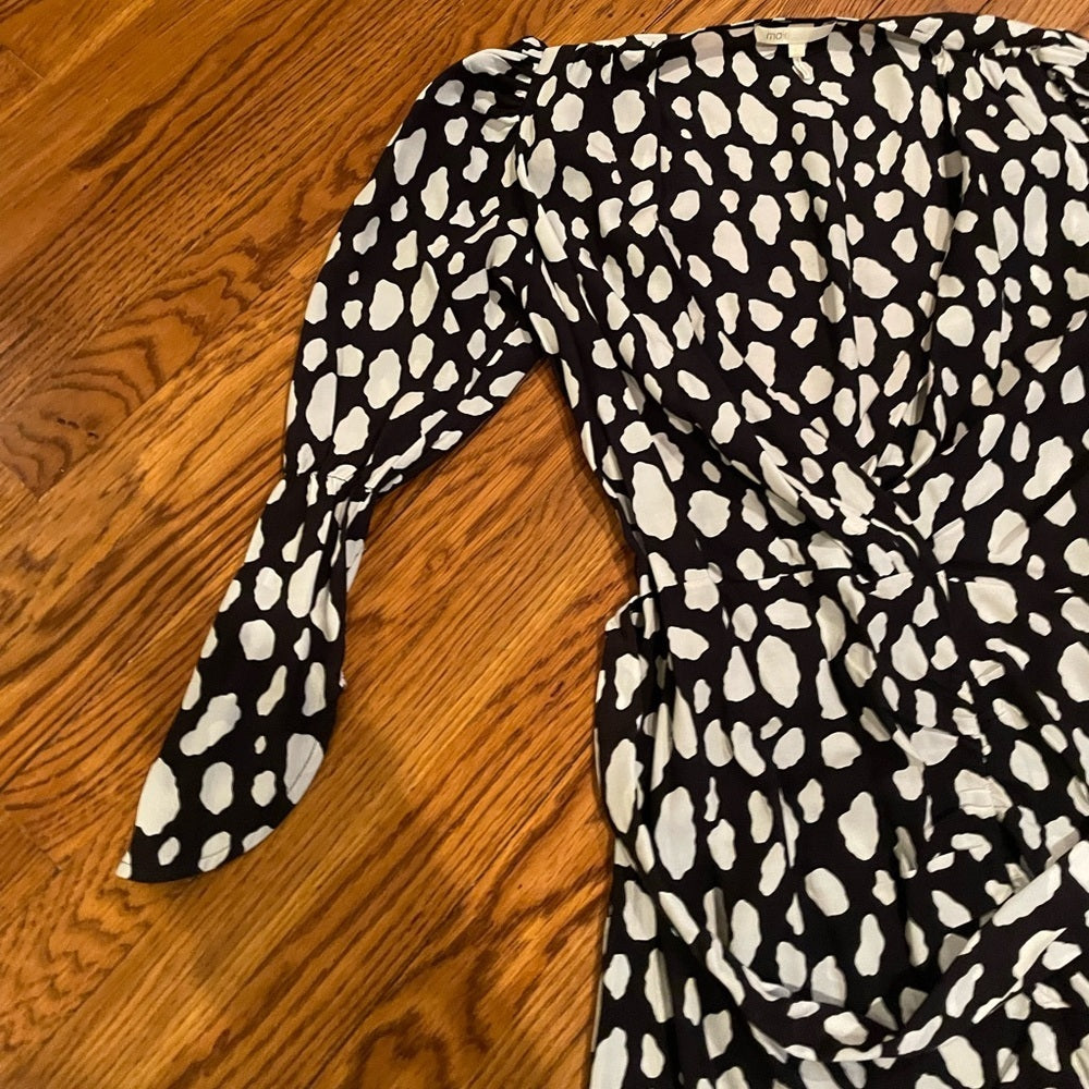 MAJE Black and White Patterned Dress Size 2/Medium