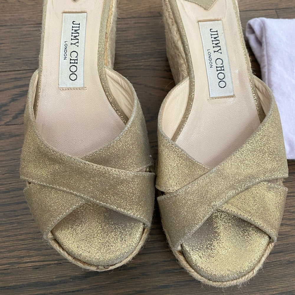 Jimmy Choo Gold Wedges Size 37