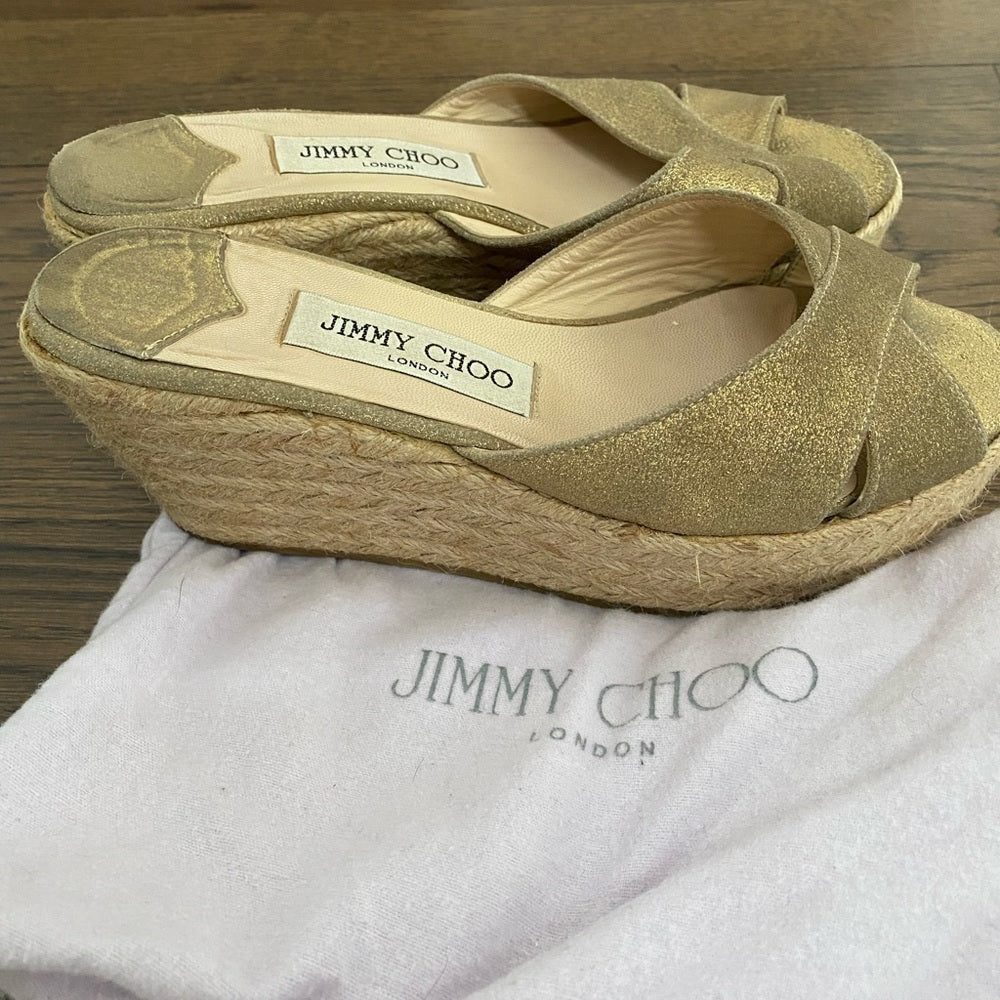 Jimmy Choo Gold Wedges Size 37