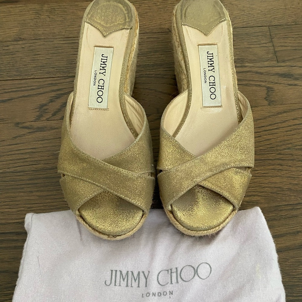 Jimmy Choo Gold Wedges Size 37