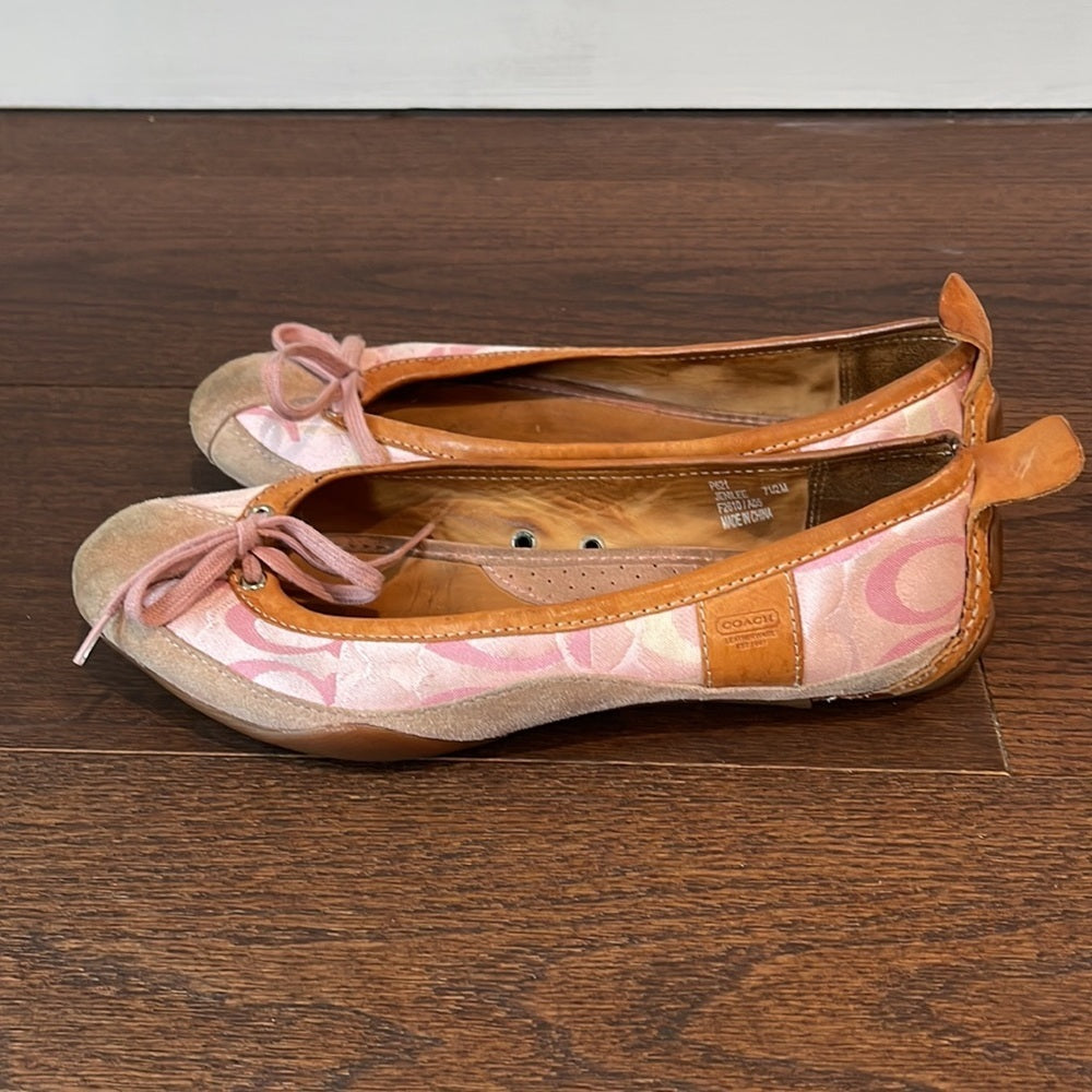 Coach Pink Canvas Ballet Flats Size 7.5