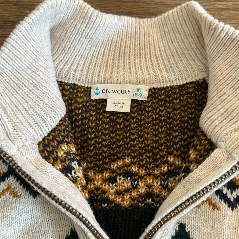 Crewcuts Kids Quarter-Zip Winter Sweater - Size Medium