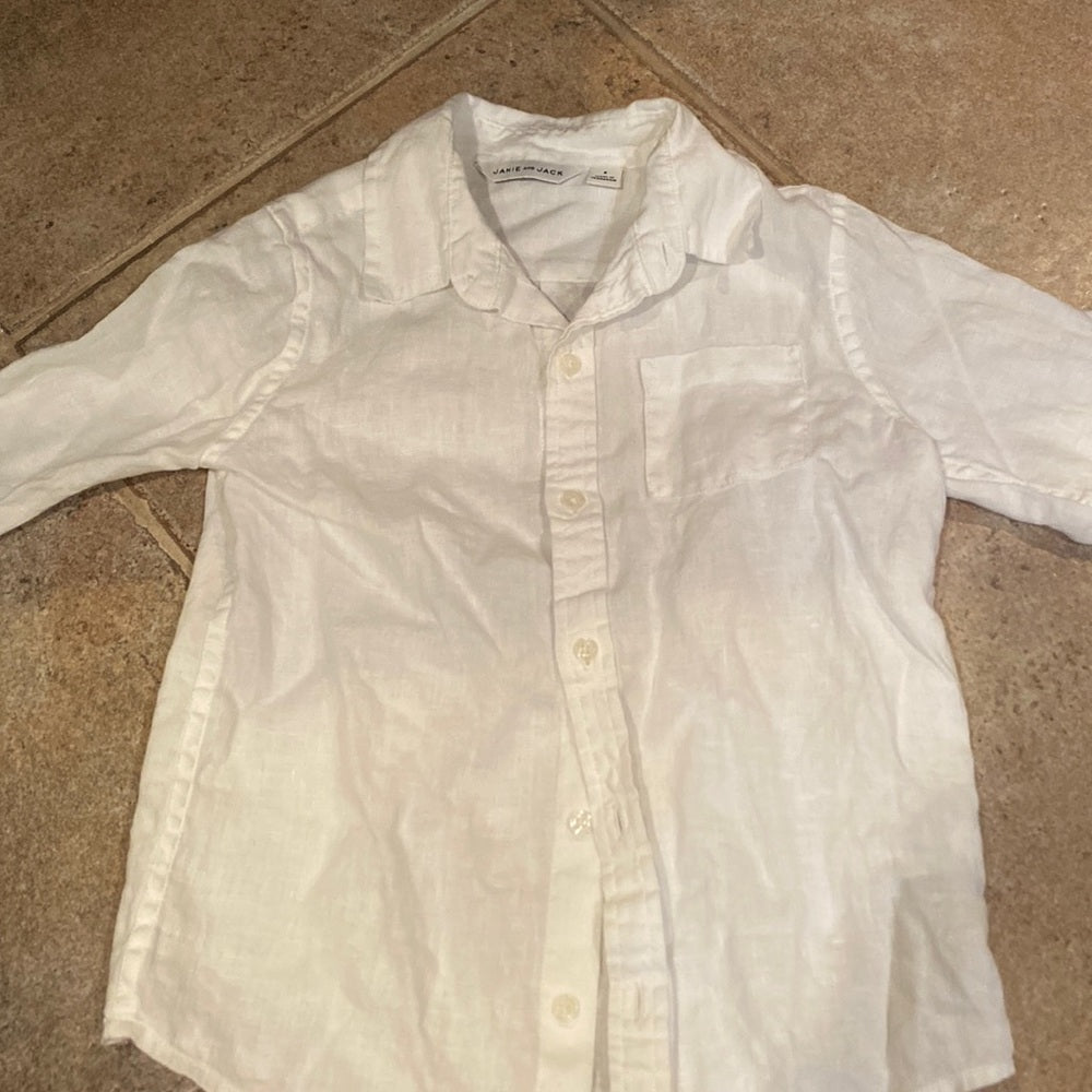 Janie and Jack boys white button down shirt size 6