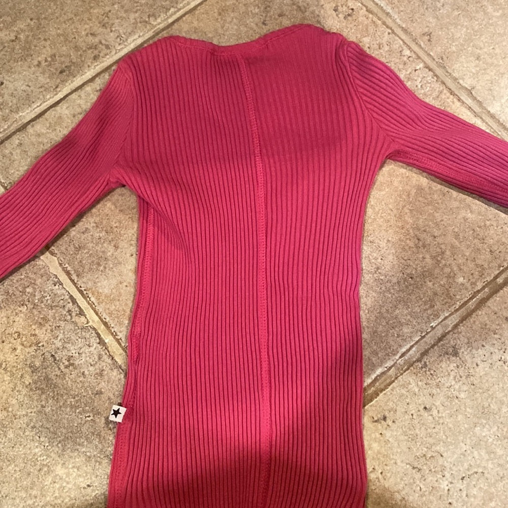 Molo kids magenta slim fit stretchy long sleeve top size 5