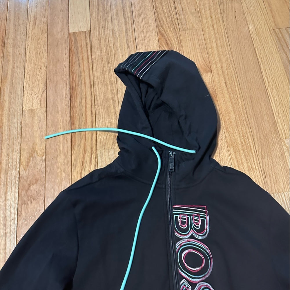 Boss Black Zip Up Hoodie Size Small