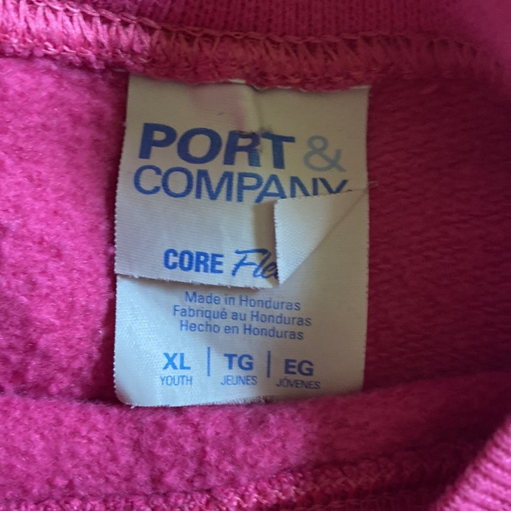 PORT & Company hot pink east coast sweatshirt kids XL