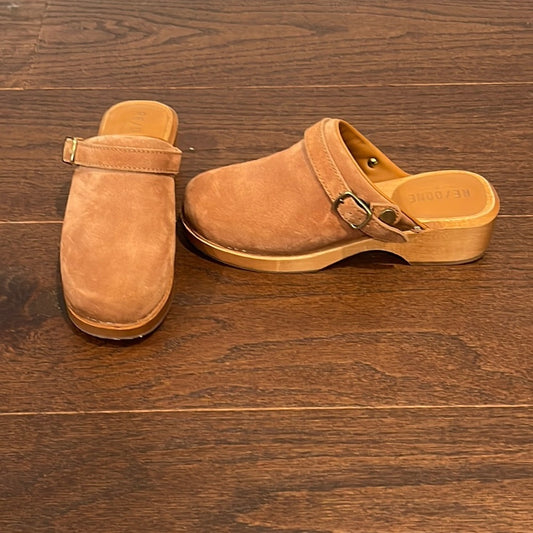 Re/Done Women’s Camel Suede Classic 70s Clog Size 36/6