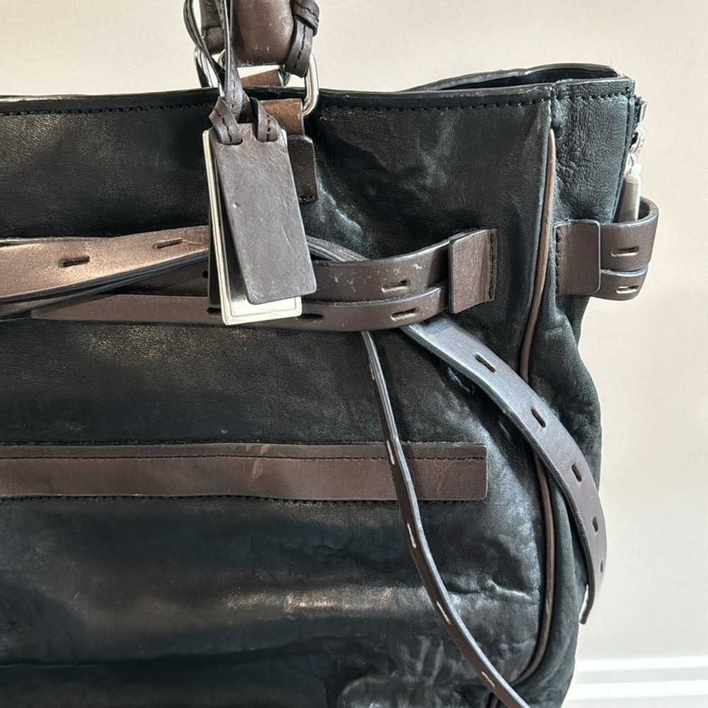 NWT Gryson Black and Brown Leather Shoulder Bag