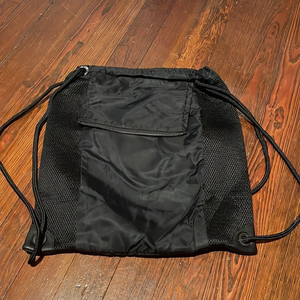 Lululemon Black drawstring fold up bag with inner pocket