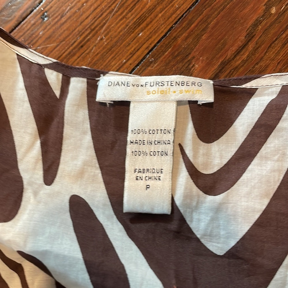 Diane von Furstenberg women’s brown and white zebra coverup Size P