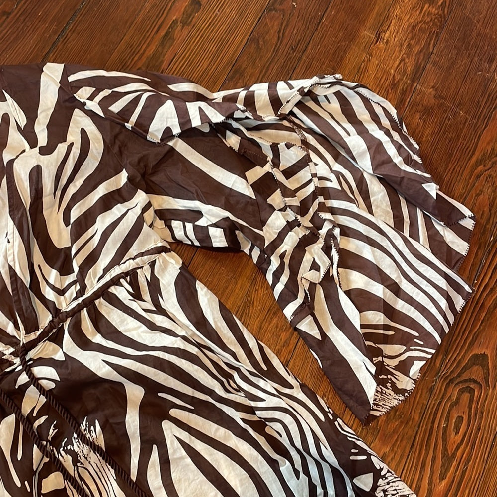 Diane von Furstenberg women’s brown and white zebra coverup Size P