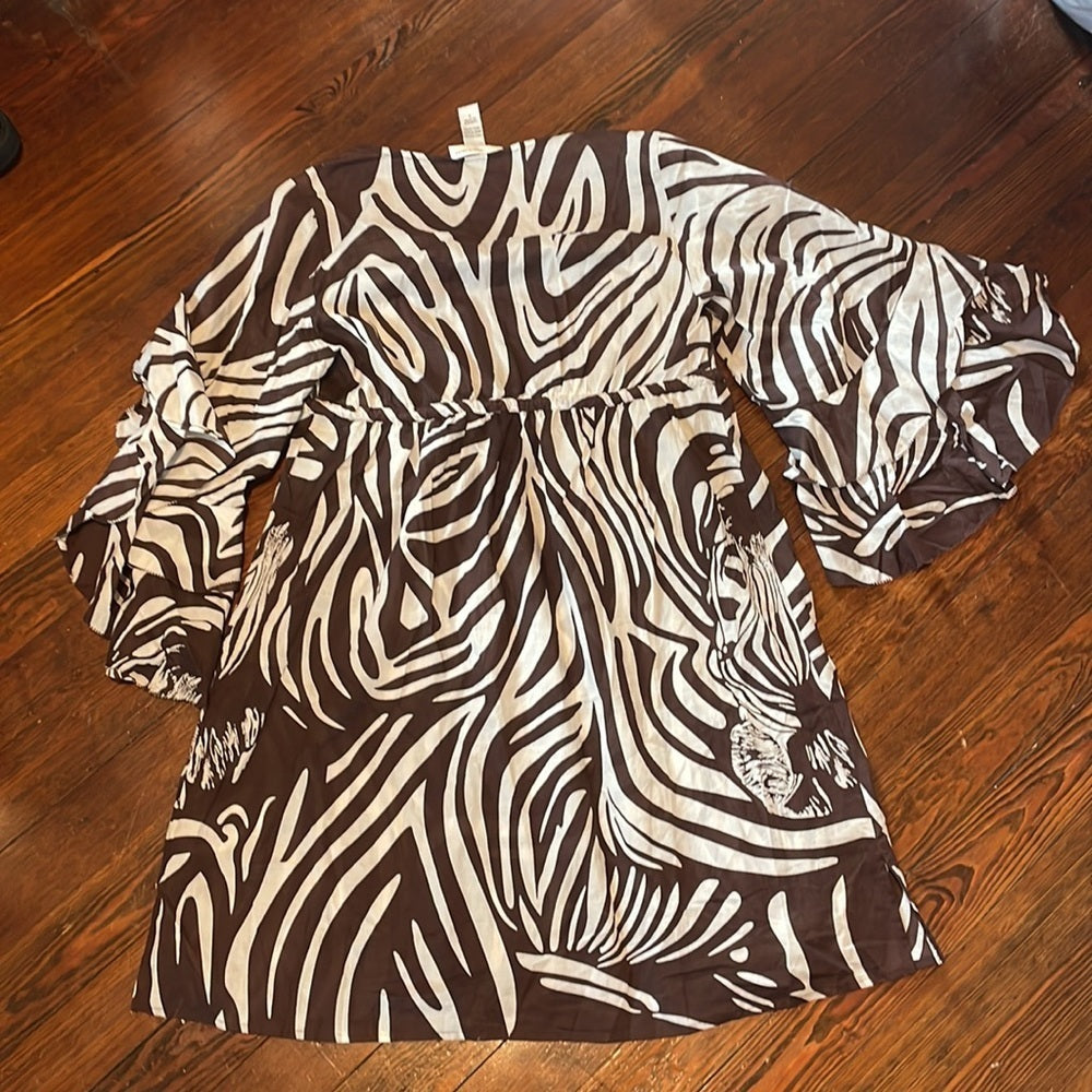 Diane von Furstenberg women’s brown and white zebra coverup Size P