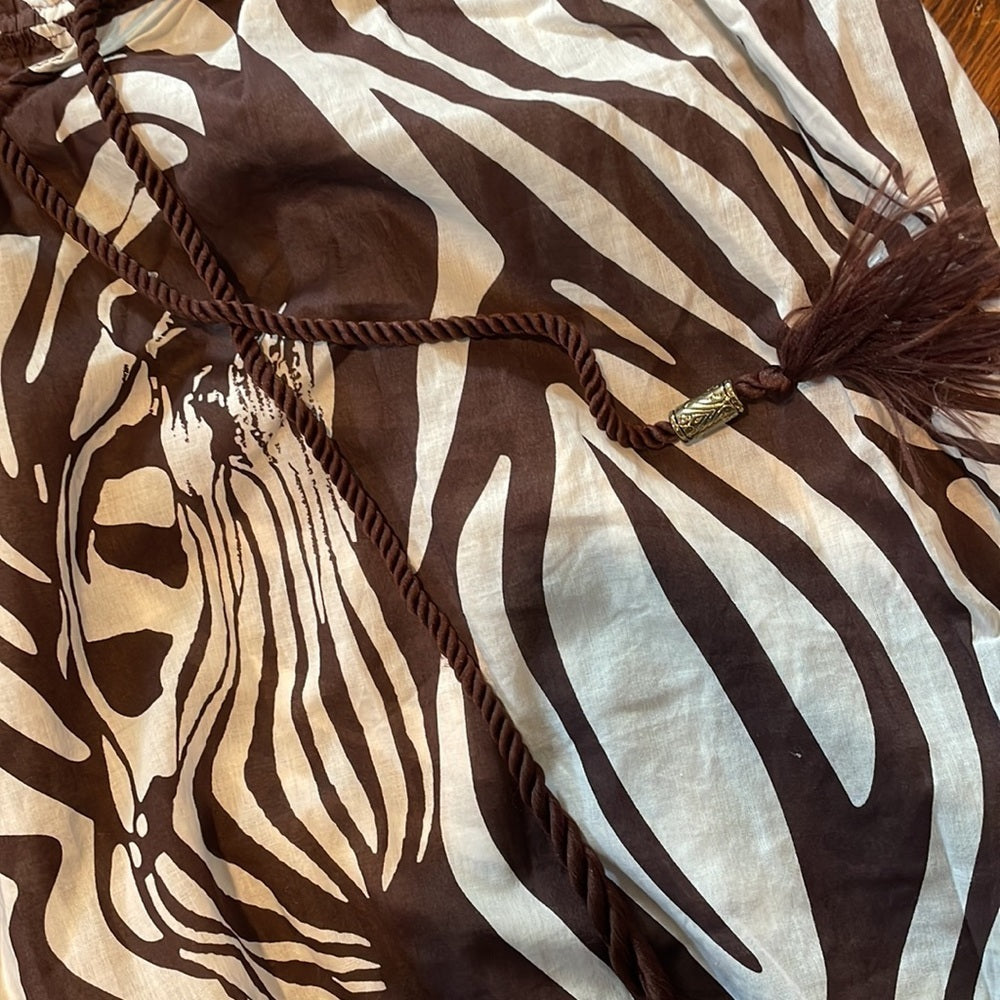 Diane von Furstenberg women’s brown and white zebra coverup Size P