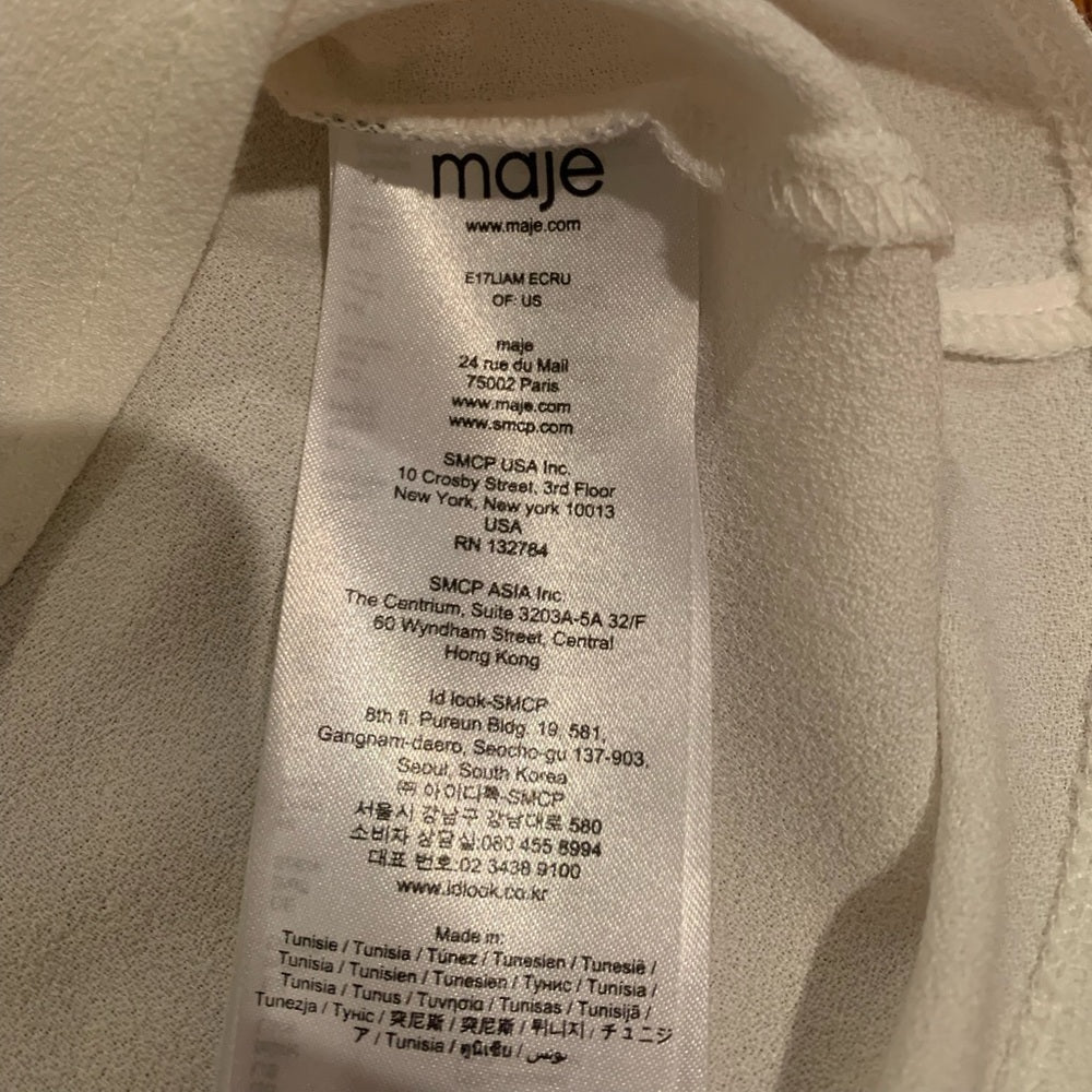 Maje White Long Sleeve Top Size 1/Small