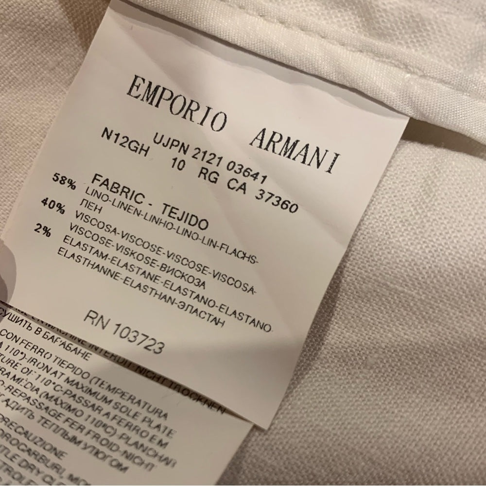 Emporio Armani White Linen Long Sleeve Size 6