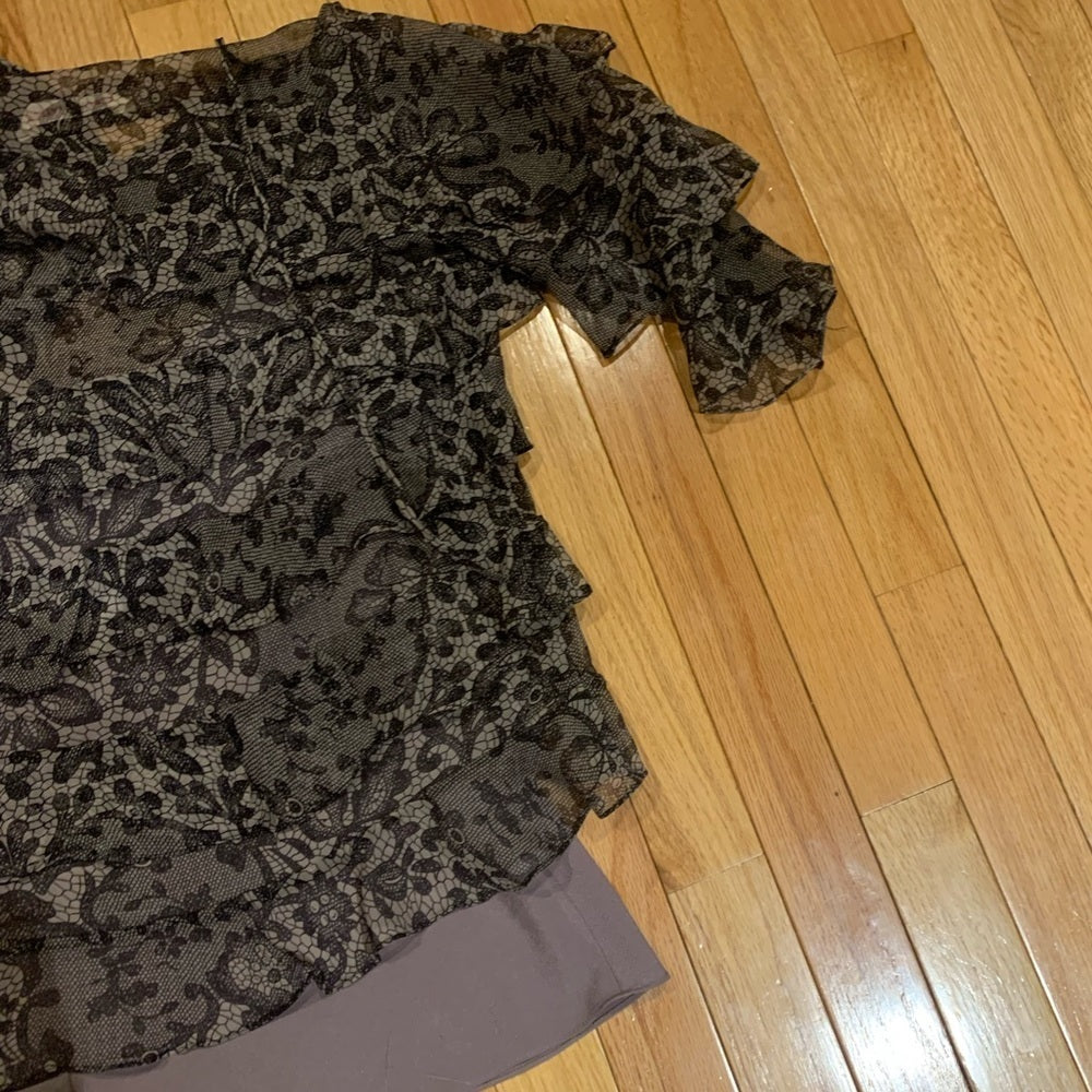 Rebecca Taylor Grey Patterned Blouse Size 10