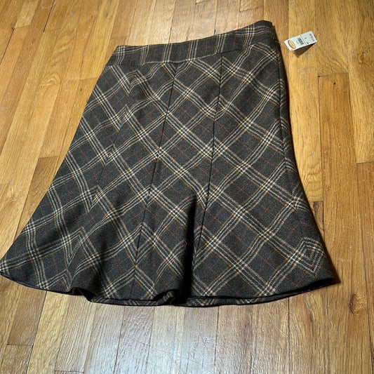 NWT Talbots Women’s Brown Plaid Skirt Size 8