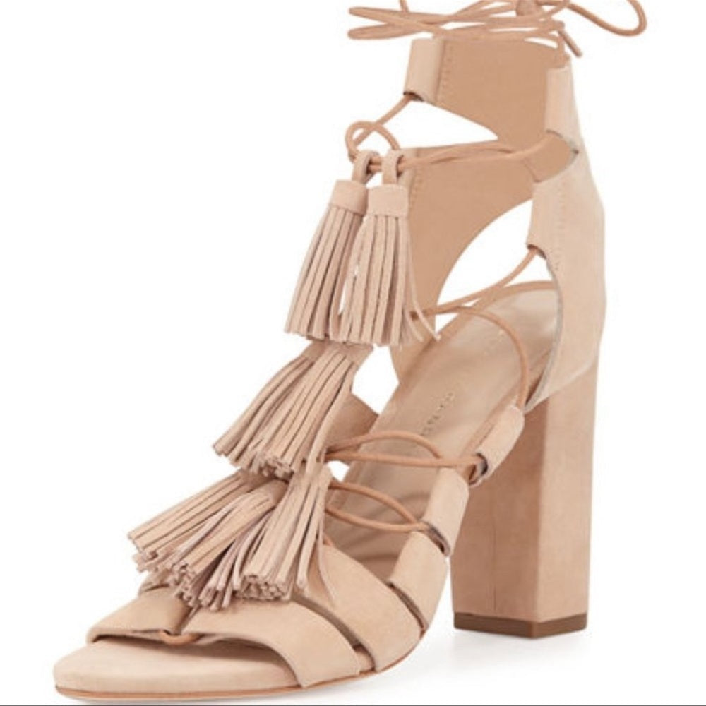 Loeffler Randall Luz Nude Suede Sandals Size 11